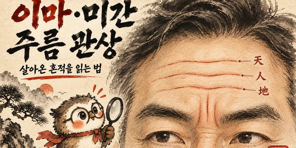 이마 주름·미간 주름 관상 — 가로 주름 세 줄, 내 천(川)자 주름의 뜻